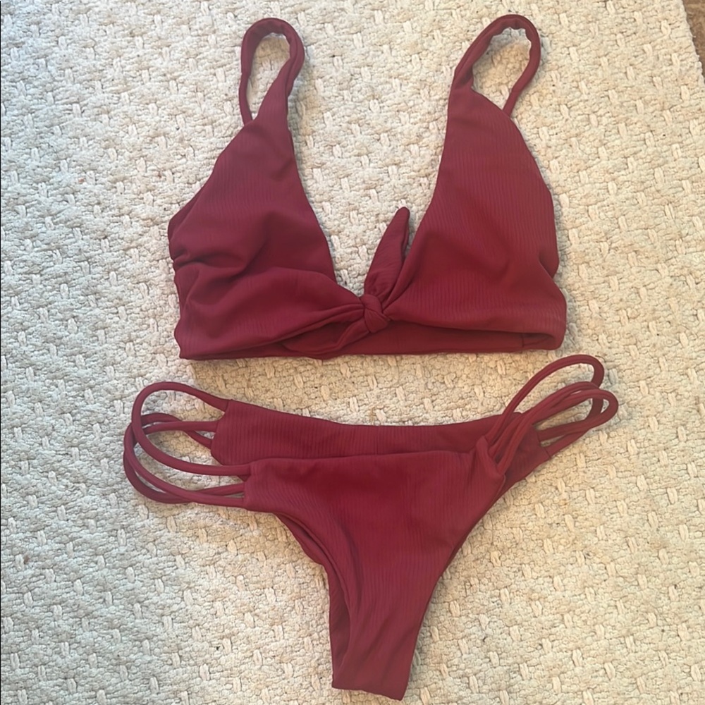 Elegant Burgundy Bikini Set